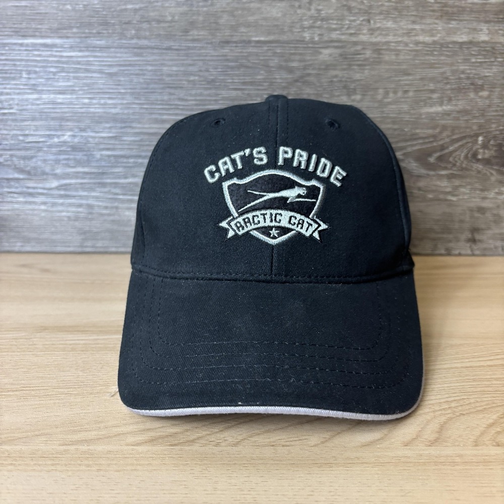 Arctic Cat Hat Cap Strap Back Black Cat's Pride Embroidered Mens Snowmobile